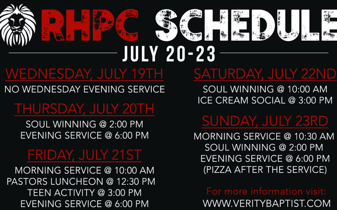 RHPC Schedule Screen copy | Verity Baptist Church
